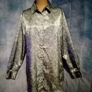 Soft Surroundings Silver Paisley Men's Shirt